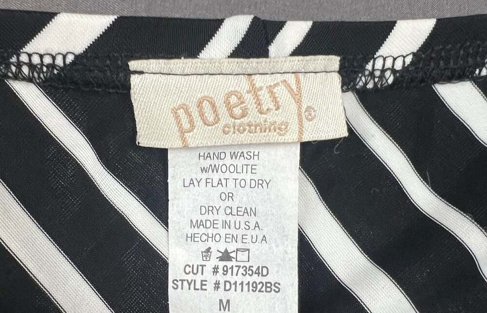 Poetry Clothing Strapless Maxi Dress Size M Black White Striped Belted